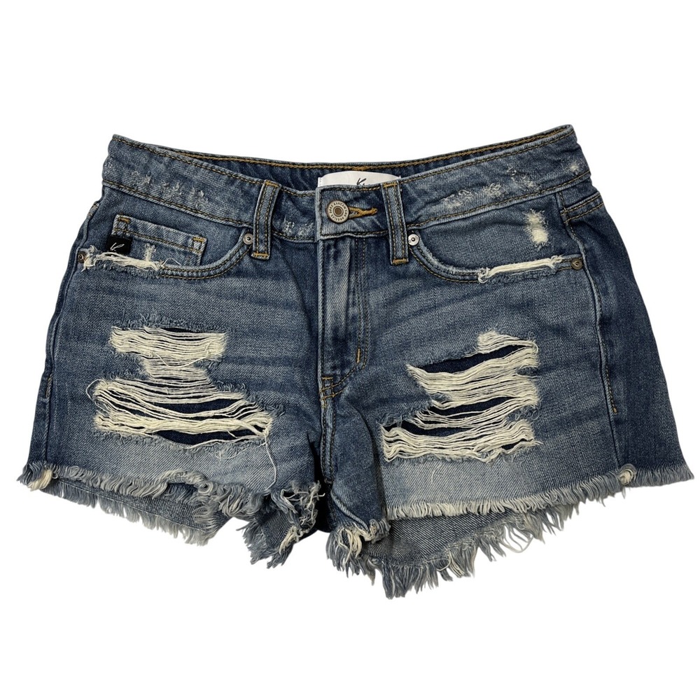 Kancan Denim Micro Shorts Womens 1/24 Distressed Cut Off Low Rise Y2K Festival‎